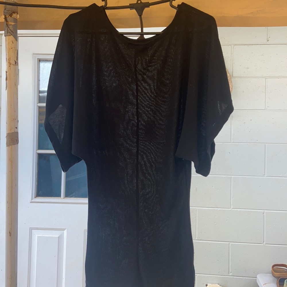 Black ladies Kimono style see thru shirt/dress